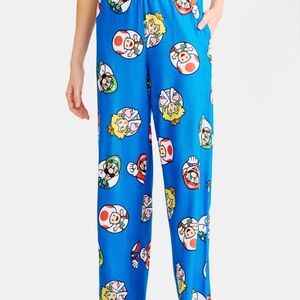 Nintendo Women’s Pajama Bottoms - Blue with Mario & crew print 2x and 3x